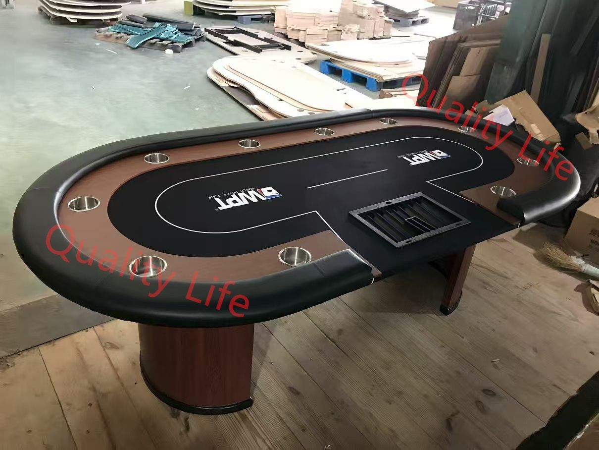 10人用 ポーカーテーブル 楕円形 ホールデムサイコロ カップホルダー付き 競技用テーブル 213*106cm