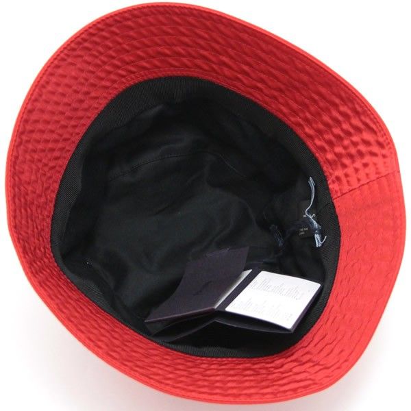 未使用】 プラダ PRADA 三角ロゴ バケットハット ナイロン 赤 【67711