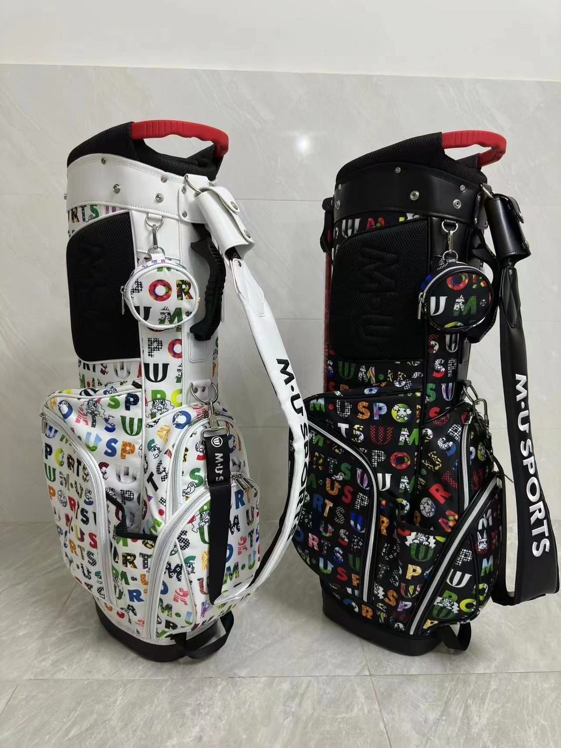 MU SPORTS ゴルフバッグ キャディバッグ ブラック ホワイト