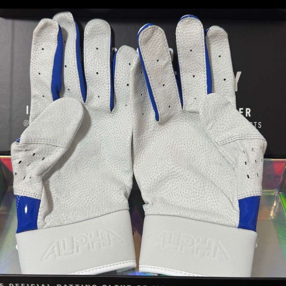 思い出の品 NIKE Alpha Elite グレー ブルー Mサイズ バッティンググローブ ナイキ ジョーダン 革手 バッテ バッティンググラブ