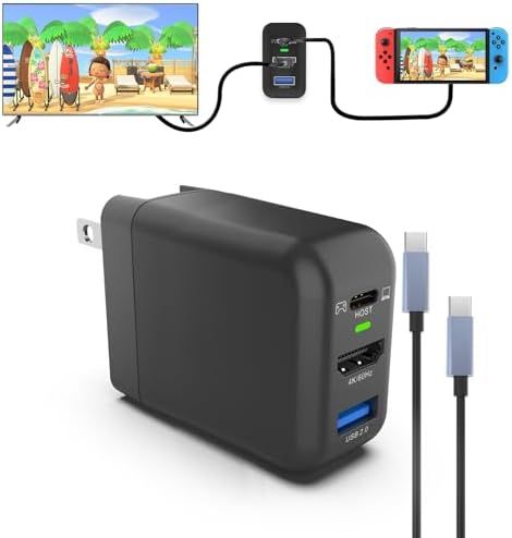 日本 Basicolor Switch ドック充電器 ゲーム同時に充電 Switch充電器 新半導体素材GaN タイプC充電器 高速充電器 USB3.1| HDMI| USB2.0 3つのインターフェース HD
