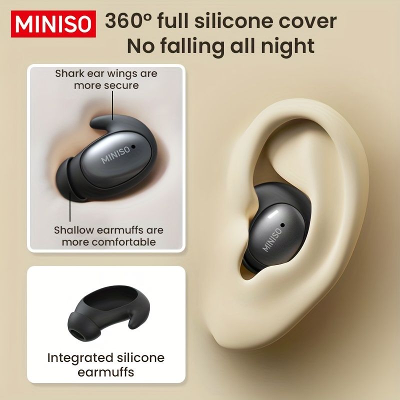 MINISO MS153 ミニスリーピングイヤホン ワイヤレス翻訳機能 ノイズキャンセリング インイヤー 睡眠用快適フィット BT5.4 サイドスリーピング補助ヘッドホン 耐久性バッテリー長寿命