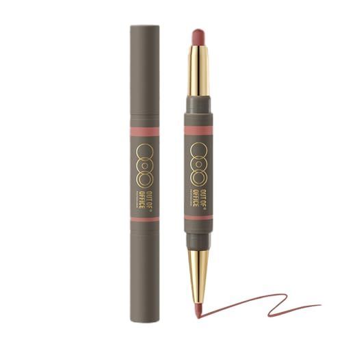 LP703 out of office リップライナー 裸感立体色が優しい 両用 リップペンシル ナチュラルヌードカラー ダブルヘッドリップスティック ooo 両頭の口紅ペン 霧の唇(LP703)
