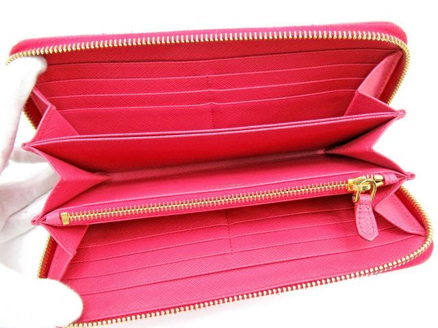 PRADA財布 プラダ 長財布 ラウンドファスナー ピンク レザー PRADA 長