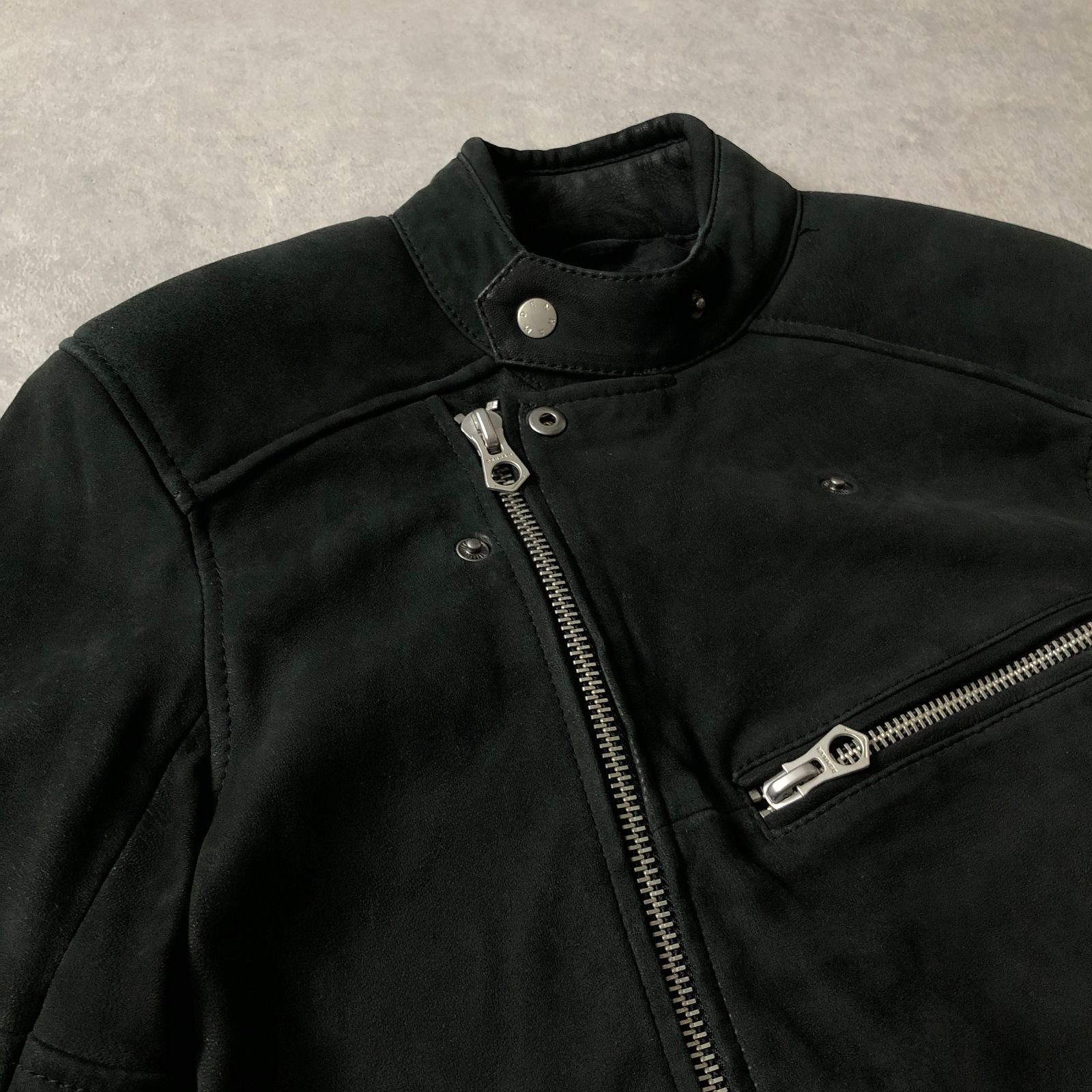 DENHAM 羊革シープスキン レザー ライダース ジャケット