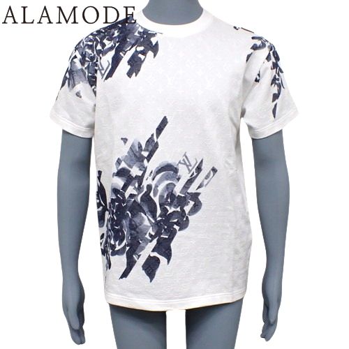 LOUIS VUITTON(ルイ・ヴィトン) モノグラム コットンピケ Tシャツ トップス アパレル ファッション 半袖 XS コットン ホワイト白 ブルー青 1AFAYG(2024年9月現在現行品) メンズ 40802110788【中古】【ア