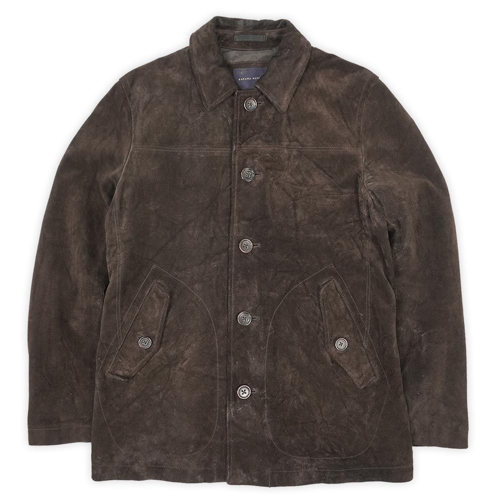 バナナリパブリック Banana Republic 00s 2000年代 スウェード ハーフコート  USA アメリカ ヴィンテージ 古着 メンズ スエード レザー 本革 ジャケット ダークブラウン M【中古】