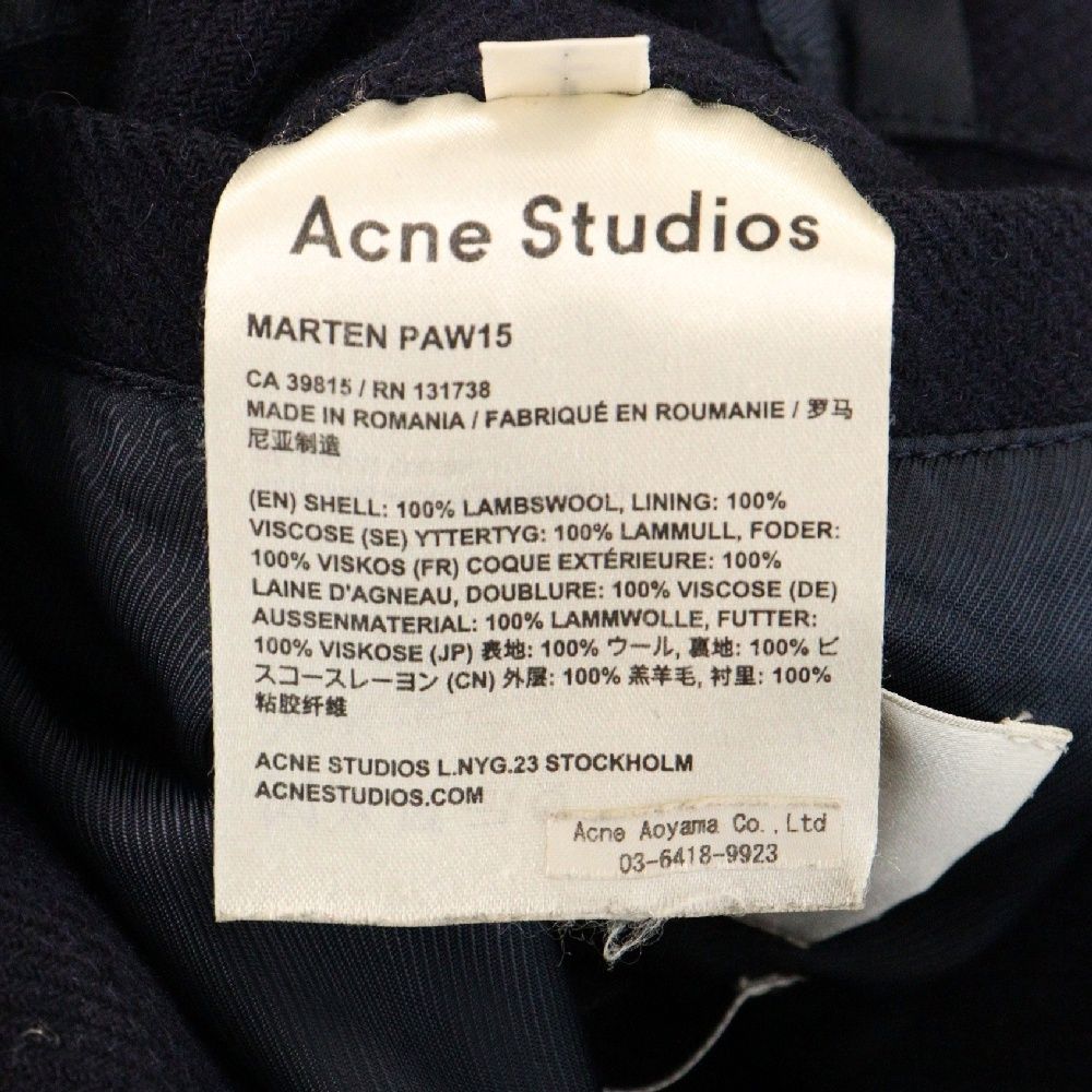 Acne Studios 15AW MARTEN PAW15 コート ネイビー Acne Studios 15AW MARTEN PAW15 コート ネイビー メンズ