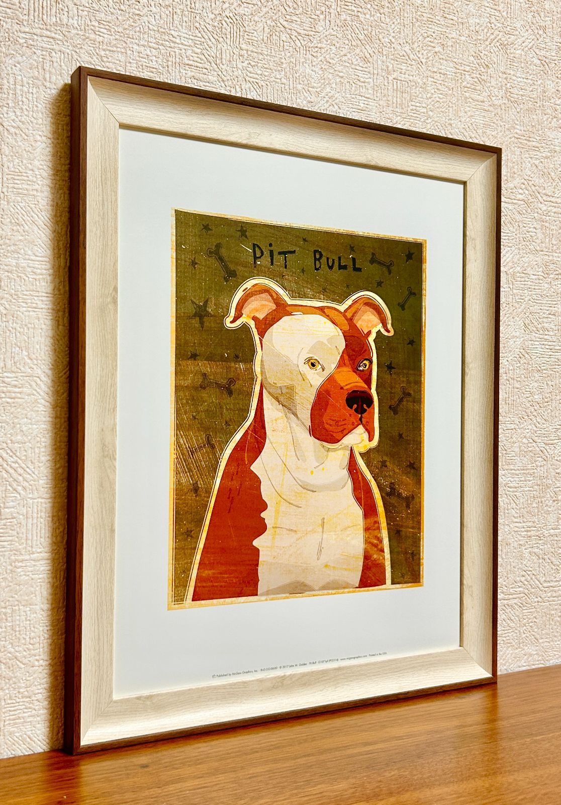 新品額縁付アートポスター犬の絵Pit Bullピットブルインテリア動物病院