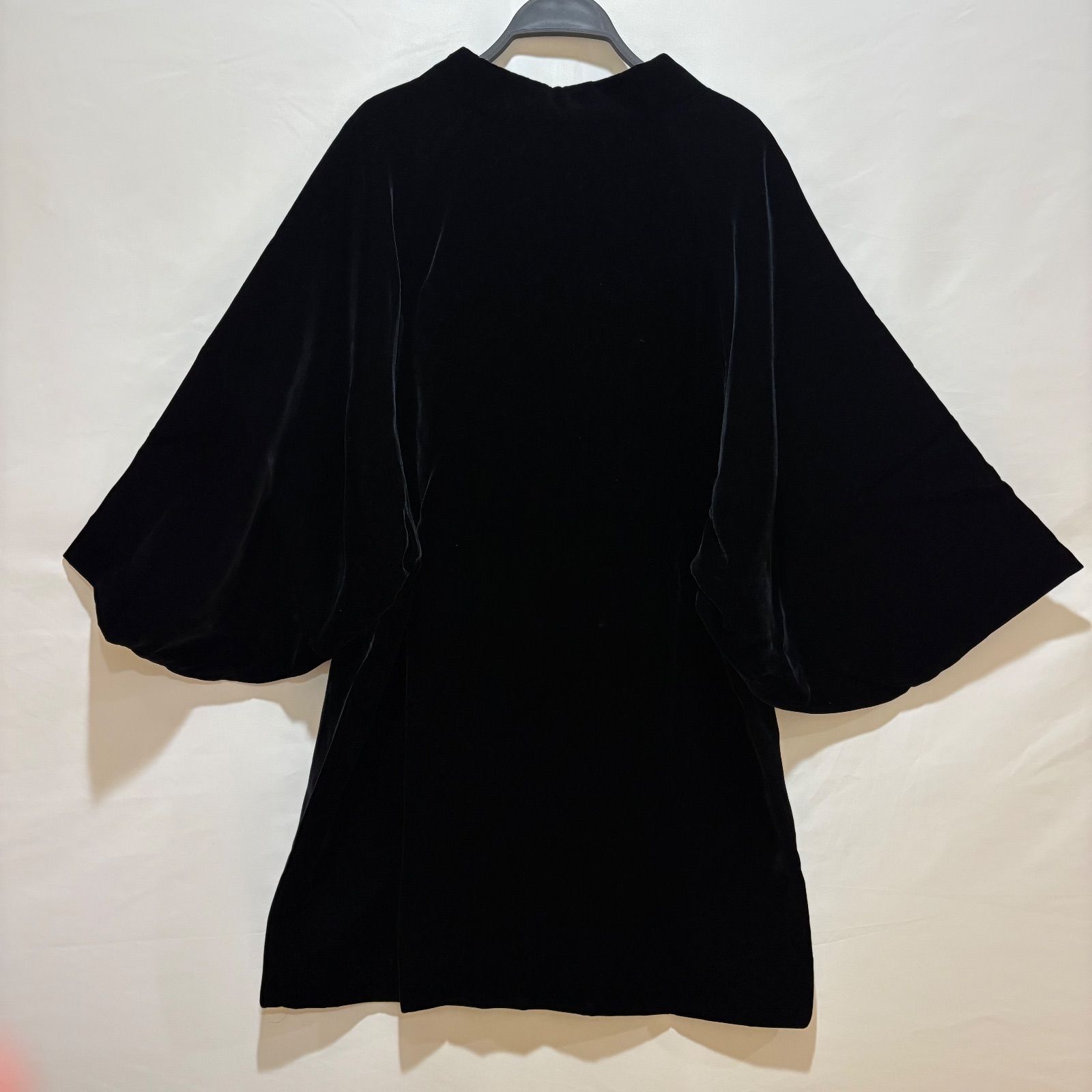 おしゃれ和装ベルベットコートL 黒ブラック着物用コート