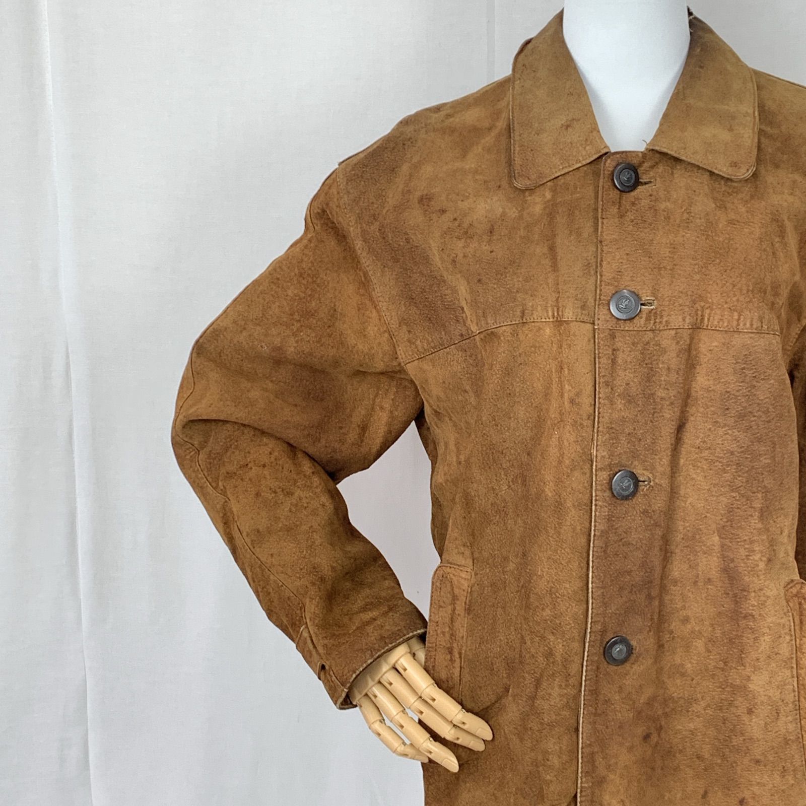 SUBURBAN ✨ レザーコート Leather Jacket 本革 スウェード調 Brown