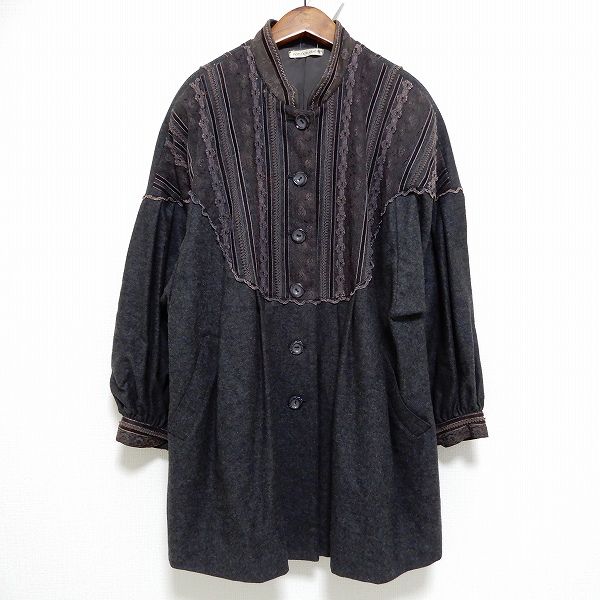 #wnc ノンノンドール non non dorl コート チャコールグレー 紫系 ベロア レース レディース [961735]