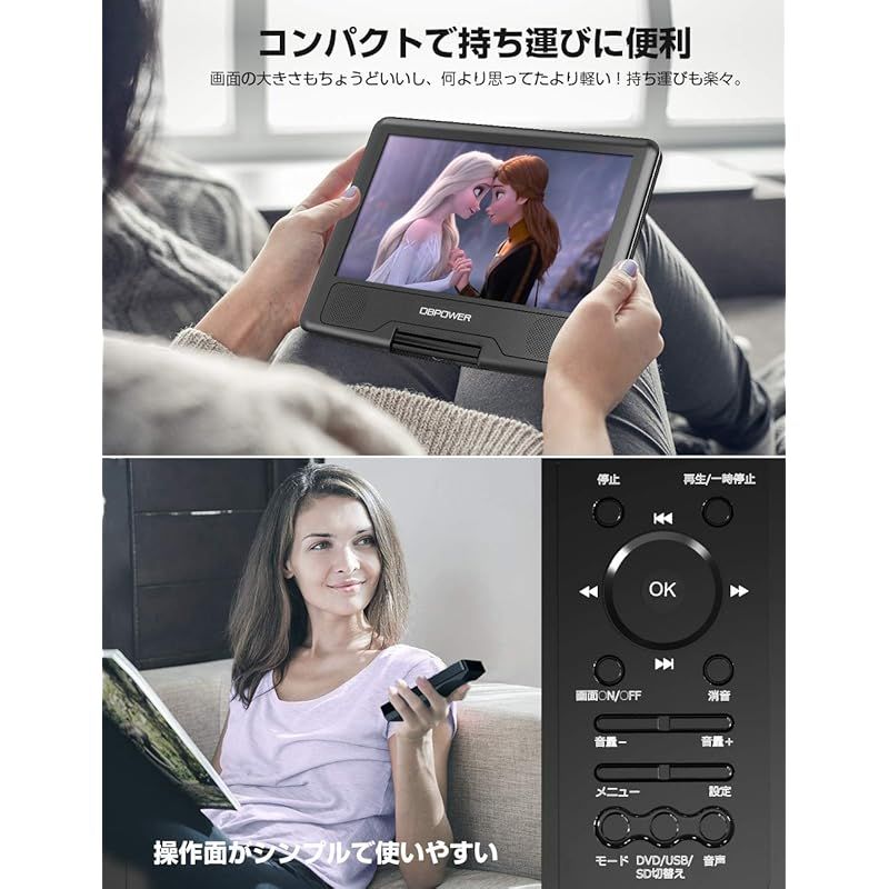 ポータブルDVDプレーヤー 12.5型 車載用ホルダー付き10.5インチ液晶 Amazon | DBPOWER ポータブルDVDプレーヤー 12.5型 【車載用