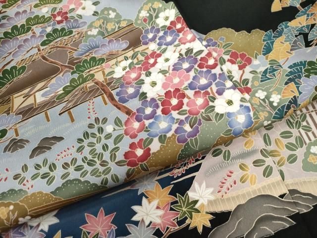 平和屋着物○豪華黒留袖 友禅 作家物 草花文 正絹 逸品 CAAU2924yc