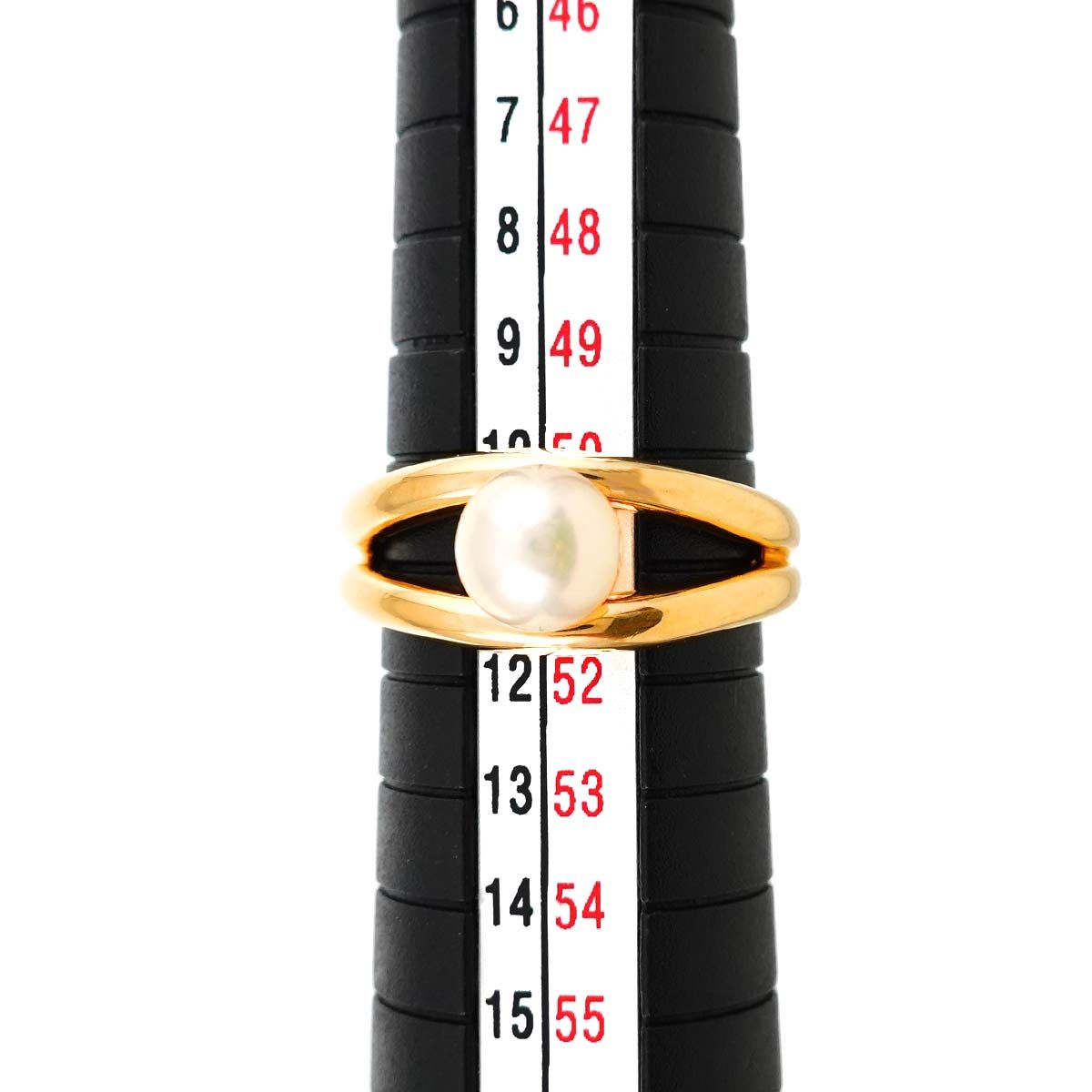 ミキモト MIKIMOTO 11号 リング アコヤ真珠 6.4mm K18 YG イエロー  