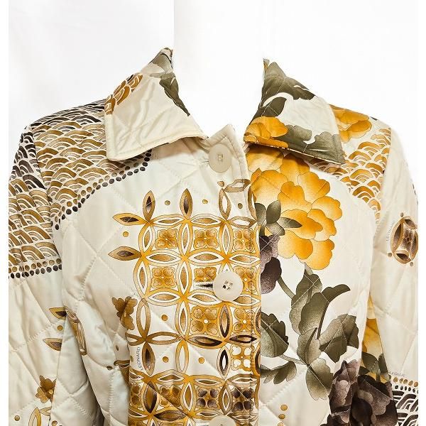 美品】LEONARD ウールコート 金ボタン 花柄 ノーカラー 11AR LEONARD