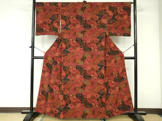 平和屋着物□上質な小紋 花鳥文 鬼しぼ縮緬 正絹 逸品 DAAW0939op