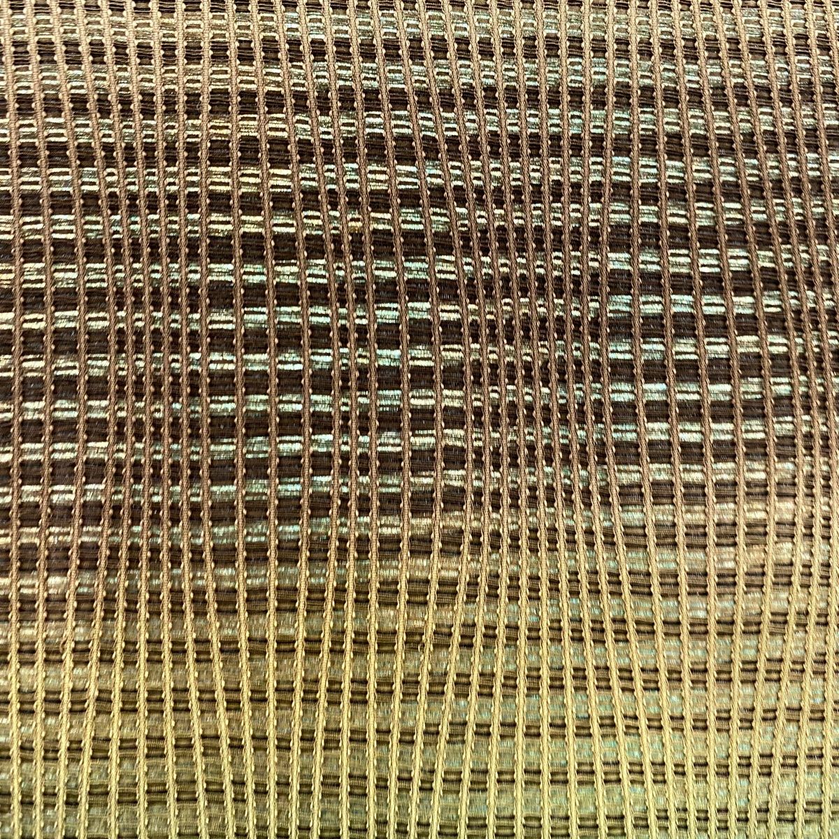 袋帯 秀品 縞 金銀彩 焦茶色 全通 正絹