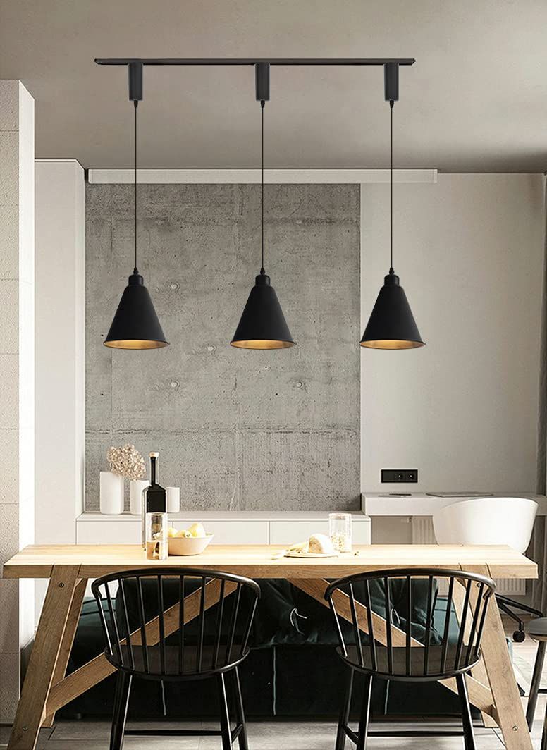 ペンダントランプ 北欧 おしゃれ インテリア照明 インテリア用 照明器具 コード収納カップ付き 天井照明 長さ調節可 吊り下げ ライト 裏面はゴールド色 E26 レトロペンダントライト キッチン LED 3個パック 電気 KIVEN ダクトレールライト