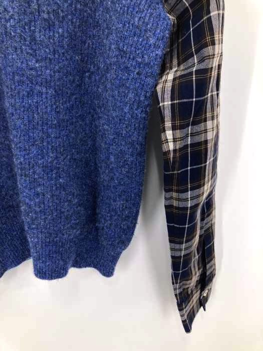 ミスタージェントルマン　異素材切り替えドッキングニット　セーター　ウール　L エポカ ドッキングニット Aライン レザーベルト ノーカラー ロング