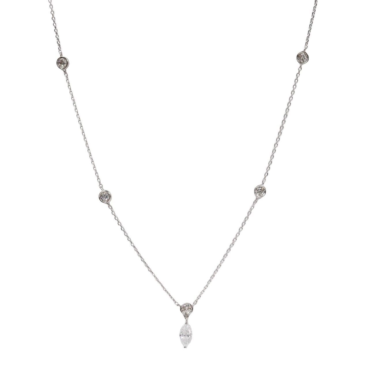 K18 WG デザイン ネックレス ダイヤモンド 0.25ct 0.30ct スライドピン 