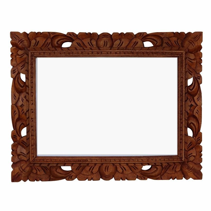 木彫りのフォトフレーム 額縁 アンティーク調 A 収納 木彫り彫刻 壁掛け 賞状入れ 卒業証書入れ 写真入れ 木製 330391