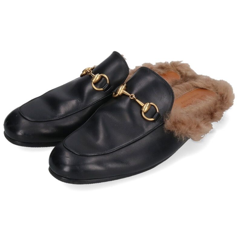 グッチ プリンスタウン ホースビットファースリッパサンダル メンズ 8  