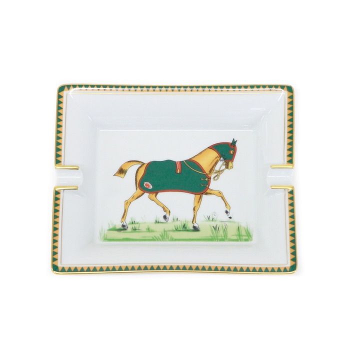 エルメス HERMES アッシュトレイ 灰皿 陶磁器 馬柄 馬術 動物柄