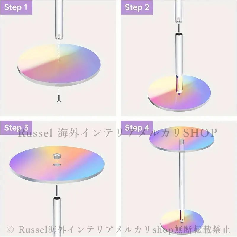 サイドテーブル クリア レインボー 省スペース 円形 おしゃれ かわいい  