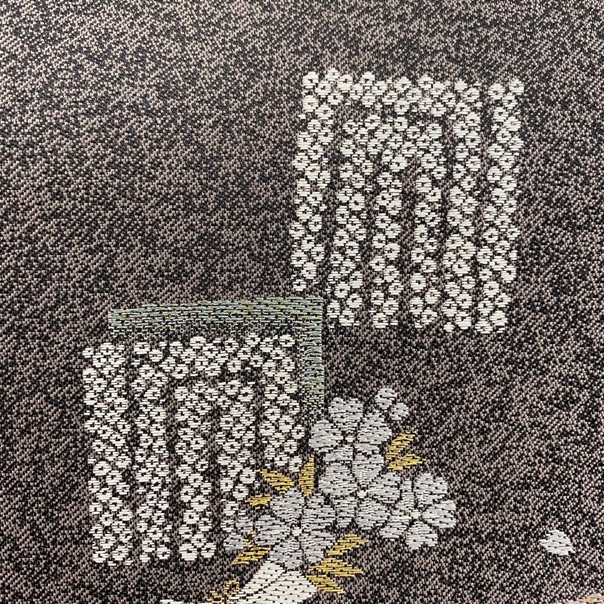 袋帯 秀品 小袖源氏香文 箔 灰紫 六通 正絹