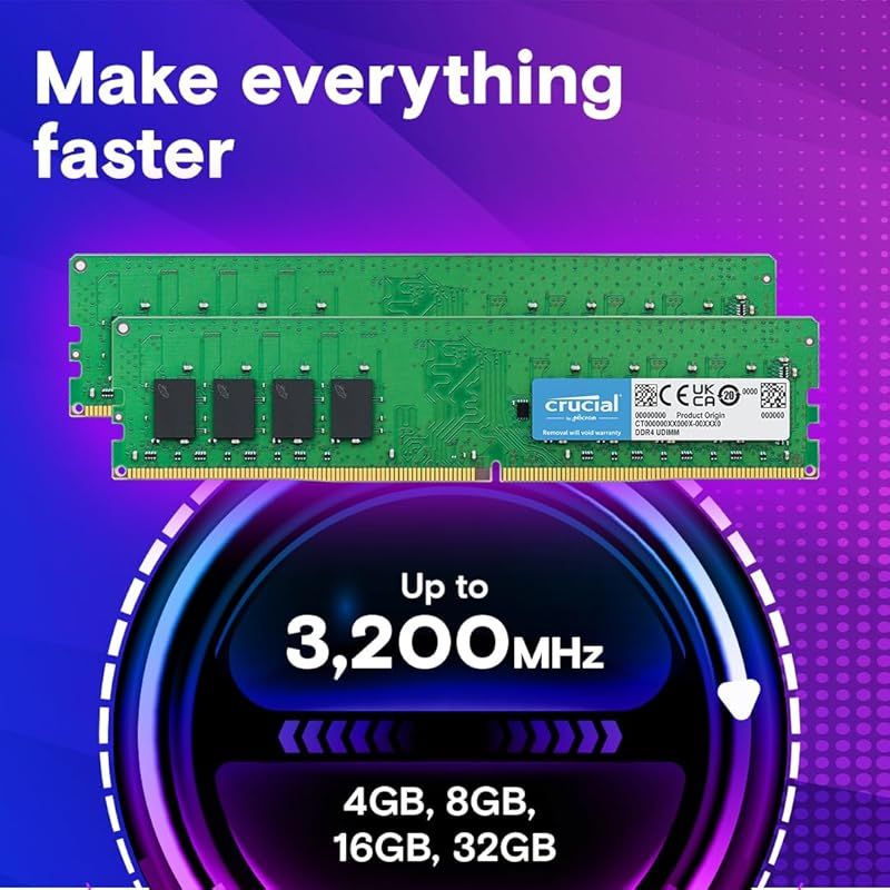 Crucial デスクトップ用増設メモリ 16GB 8GBx2枚 DDR4 3200MT|s PC4-25600 CL22 UDIMM 288pin CT2K8G4DFRA32A 0
