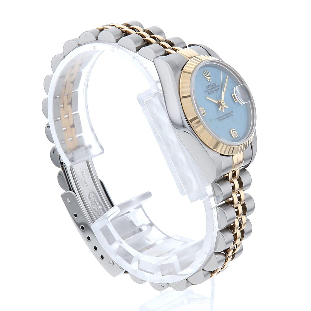 【OH済】ロレックス デイトジャスト 2BR ブルー ジェダイト 79173 レディース 中古 デイトジャスト ロレックス ROLEX 79173 2BR ブルージェダイド K番