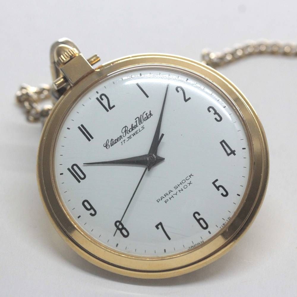 シチズン CITIZEN パラショック 17石 オーバーホール済 手巻き式懐中時計 citizen-103