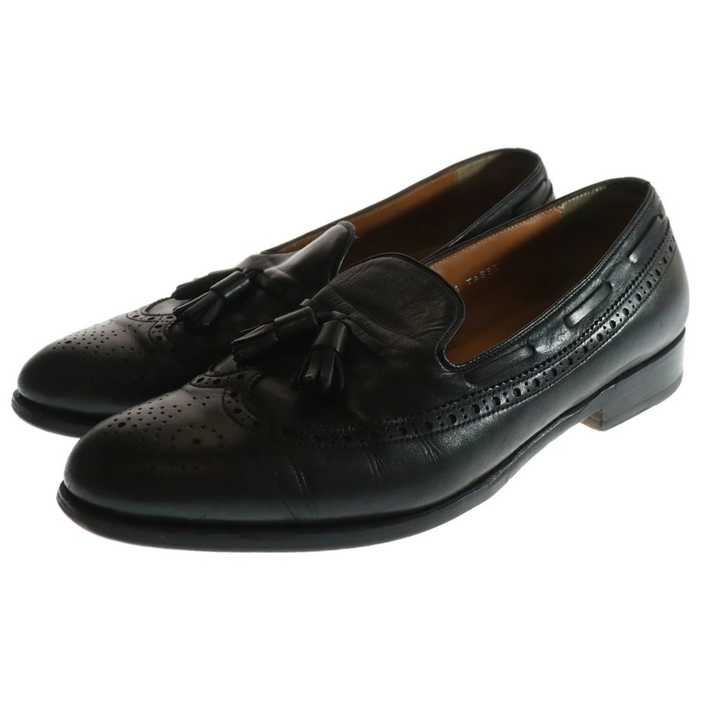 POLPETTA 黒 タッセルローファー ウイングチップ 39 polpetta (ポルペッタ) TASSEL ウィングチップ レザータッセル