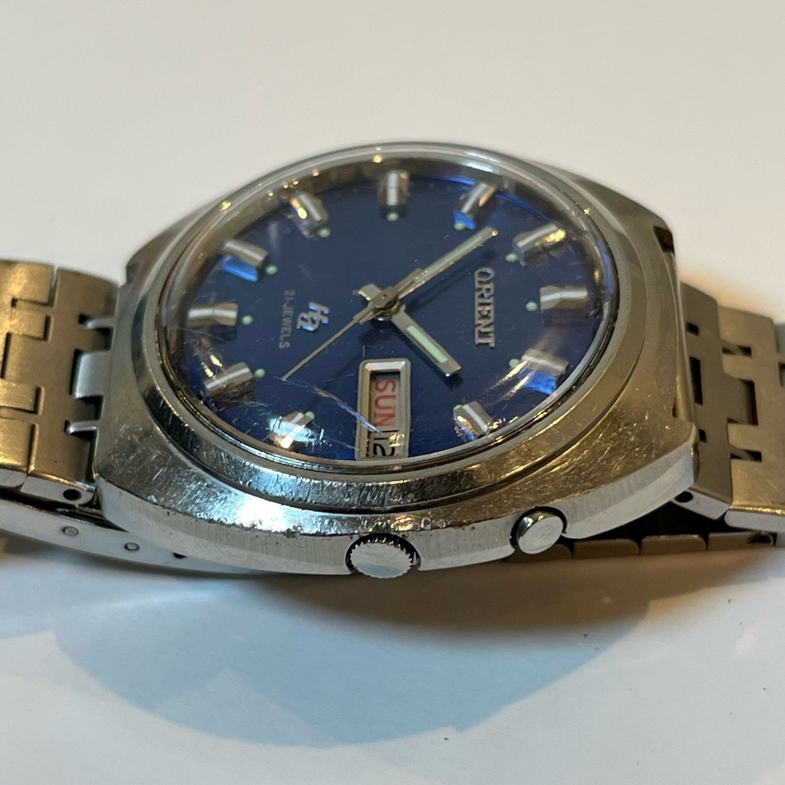 オリエント ハイエース 自動巻 21石 青文字盤 デイデイト - メルカリ