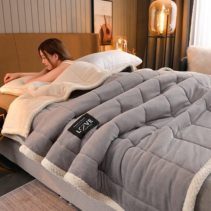 毛布 中わた入り 3層 合わせ毛布 キング 厚手 あったか 毛布 三層構造 毛布布団 フランネル シープボア 合わせ ブランケット 掛け布団 暖かい 発熱 保温 ふわふわ 洗える おしゃれ 北欧 秋冬 