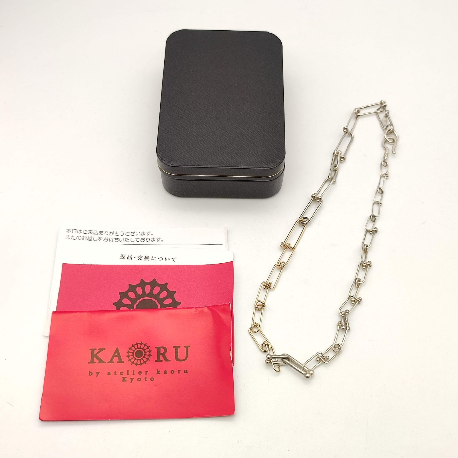 美品】KAORU カオル ブレイド ネックレス K10×シルバー925 ピンク 