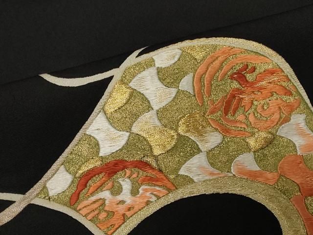 平和屋着物□豪華黒留袖 総刺繍 吉祥花鳥文 金銀糸 正絹 逸品