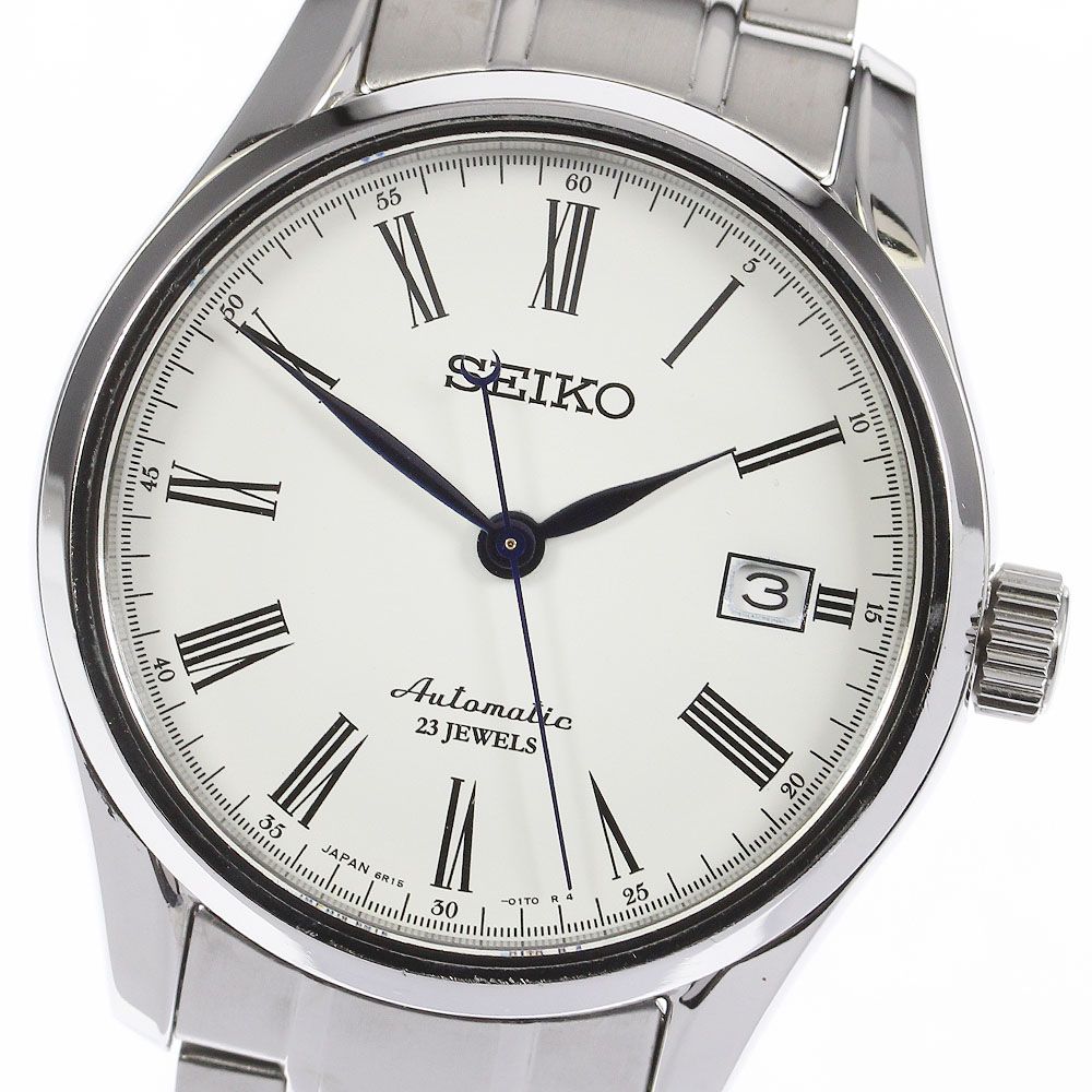 古着良品teteSEIKO PRESAGE 自動巻き 腕時計 デイト 箱付き メンズ