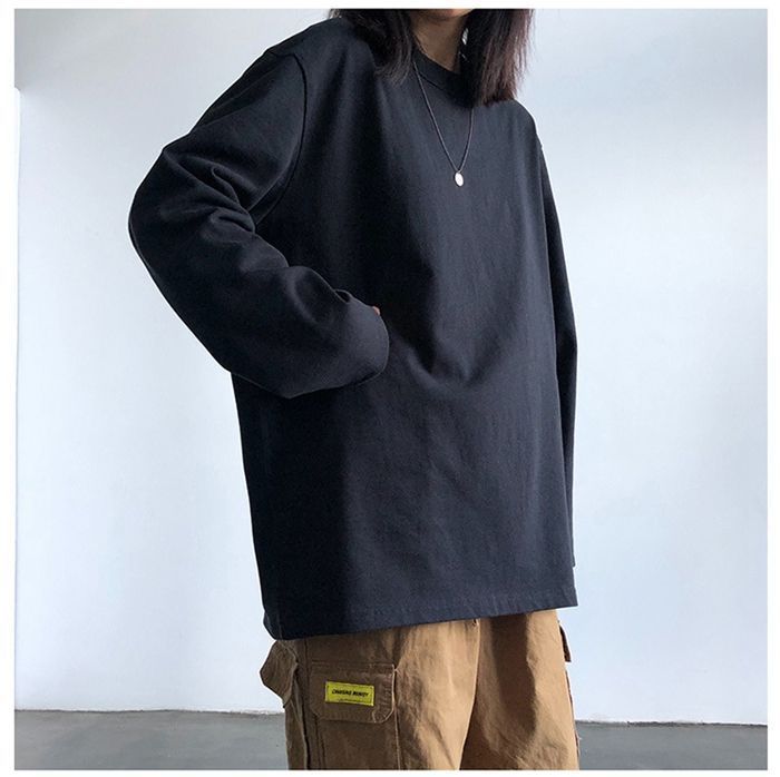 体型カバー Tシャツ ゆったり 長袖 クルーネック レディース