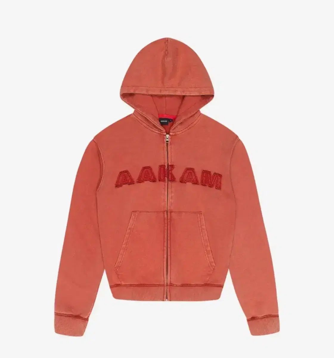 アコム ウォッシュド ロゴ フーディー ジップアップ レッド 2サイズ