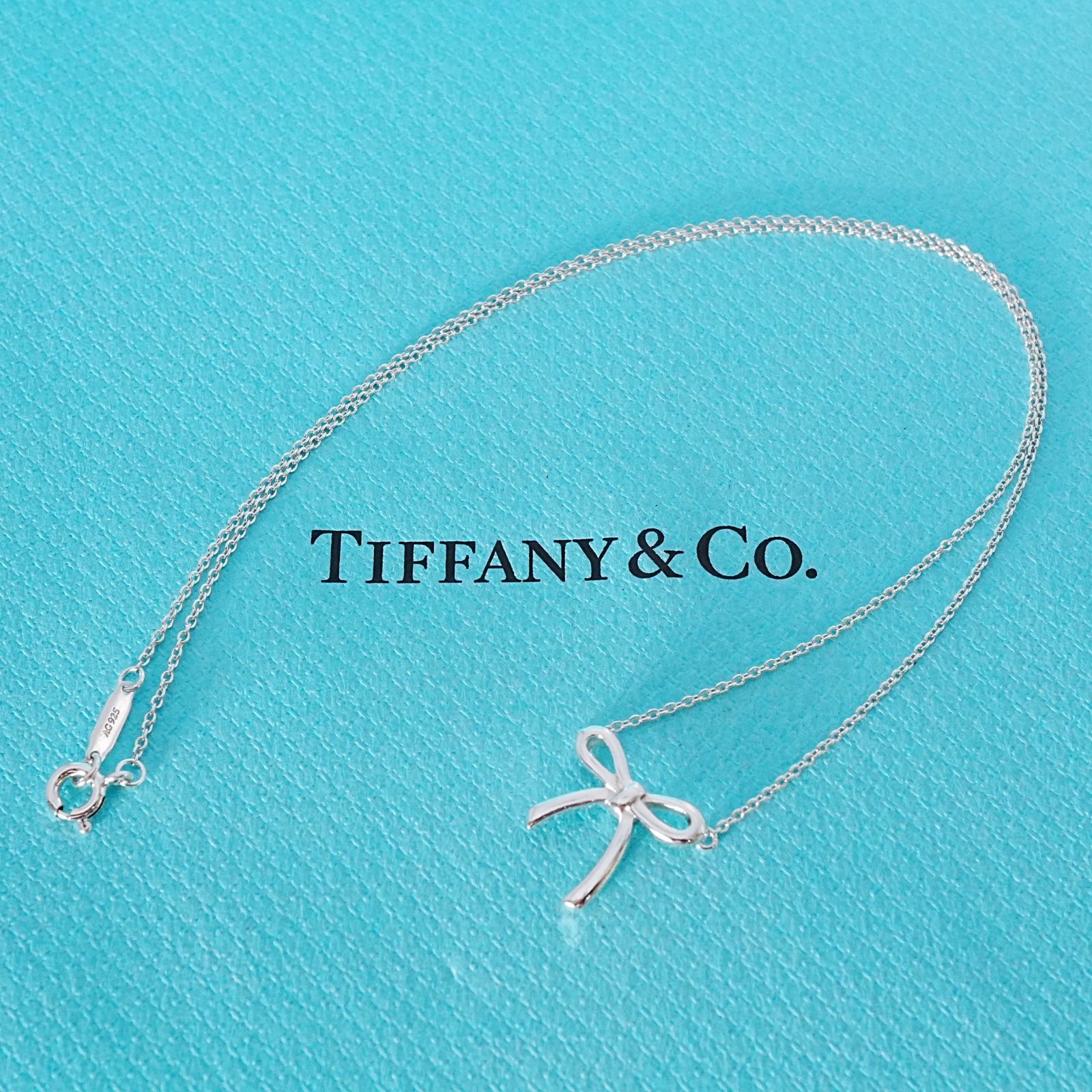 極美品 ティファニー リボン モチーフ ボウ ネックレス/25-1396S