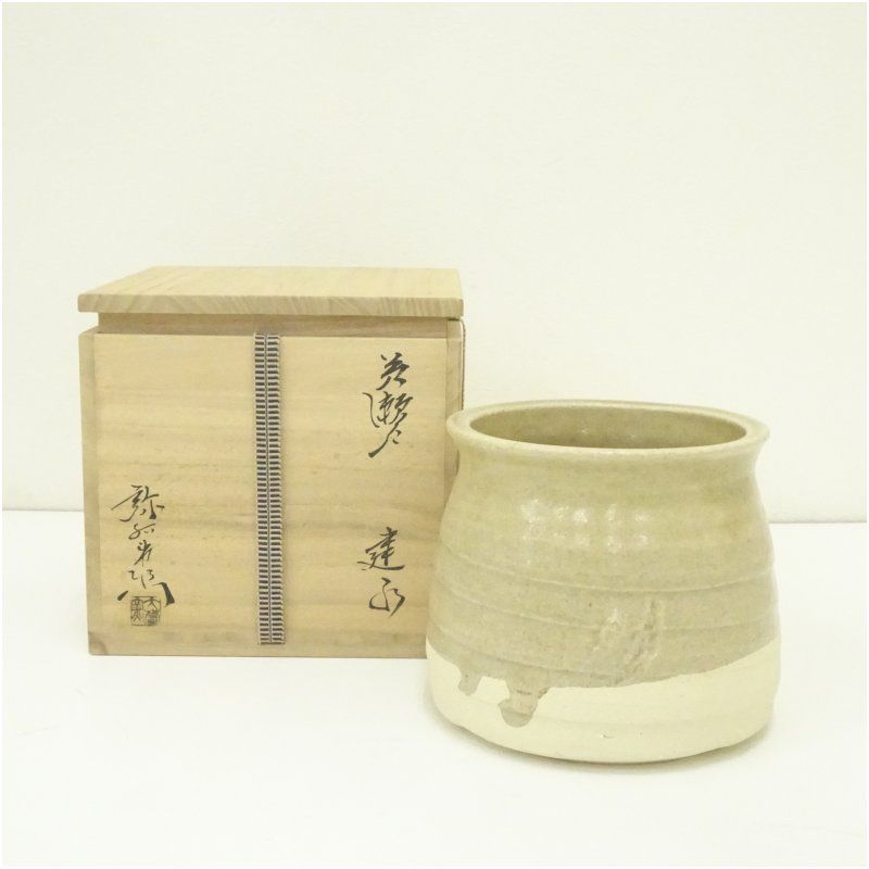 茶道具 美濃伊賀 エフゴ形 建水 加藤弥右衛門 共箱 美濃焼 陶芸 出物 工芸品 茶道具 美濃伊賀 エフゴ形 建水 加藤弥右衛門 共箱 美濃焼 陶芸
