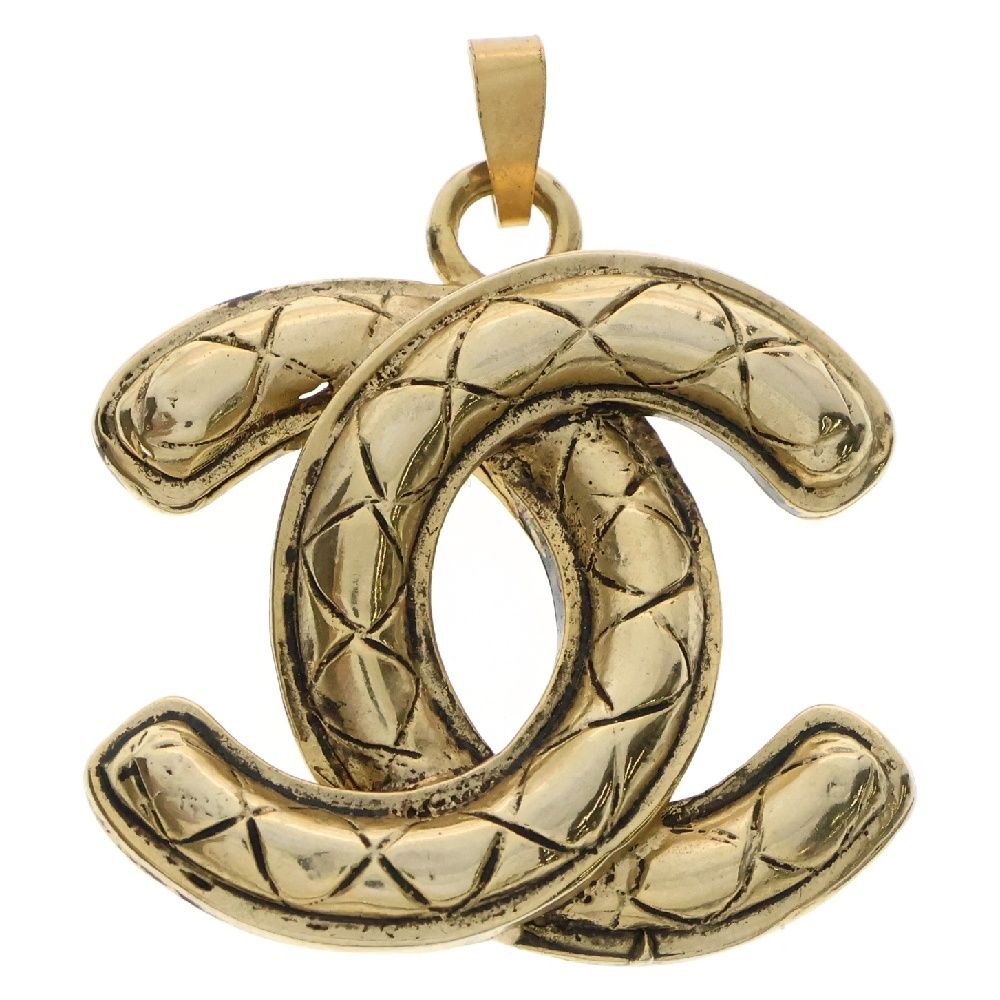 CHANEL シャネル ココマーク マトラッセ ネックレストップ ペンダント ゴールド レディース
