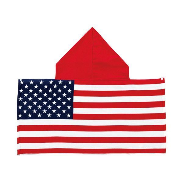 まとめ 丸眞フード付きタオル チアーアメリカ プリント マイクロファイバー 1枚 ×5セット