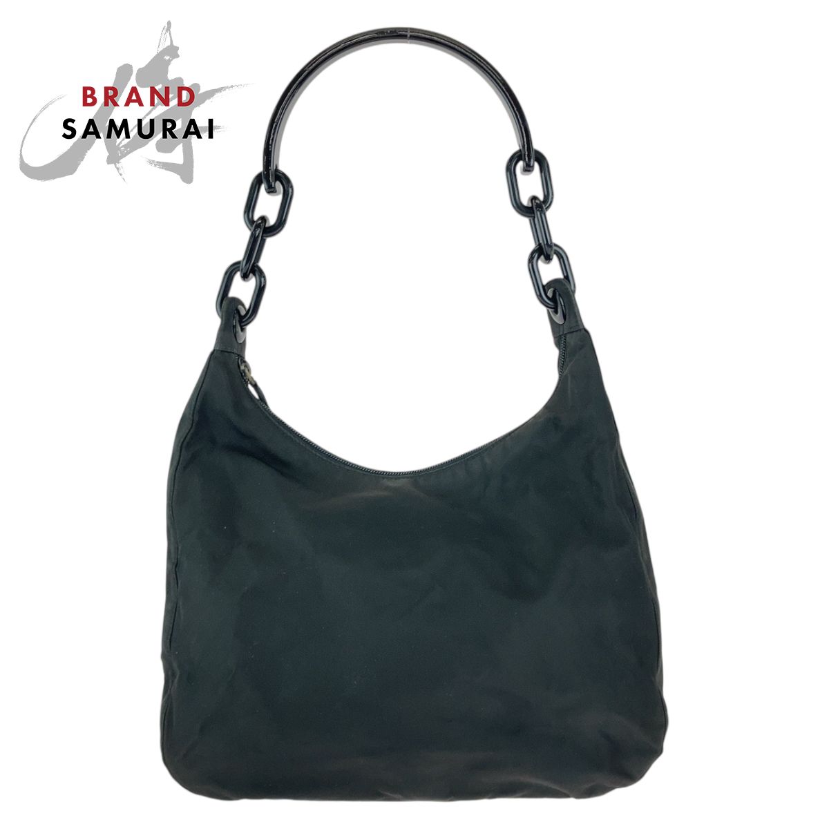 オンライン 美品 PRADA プラダ テスート 三角ロゴプレート ブラック 黒