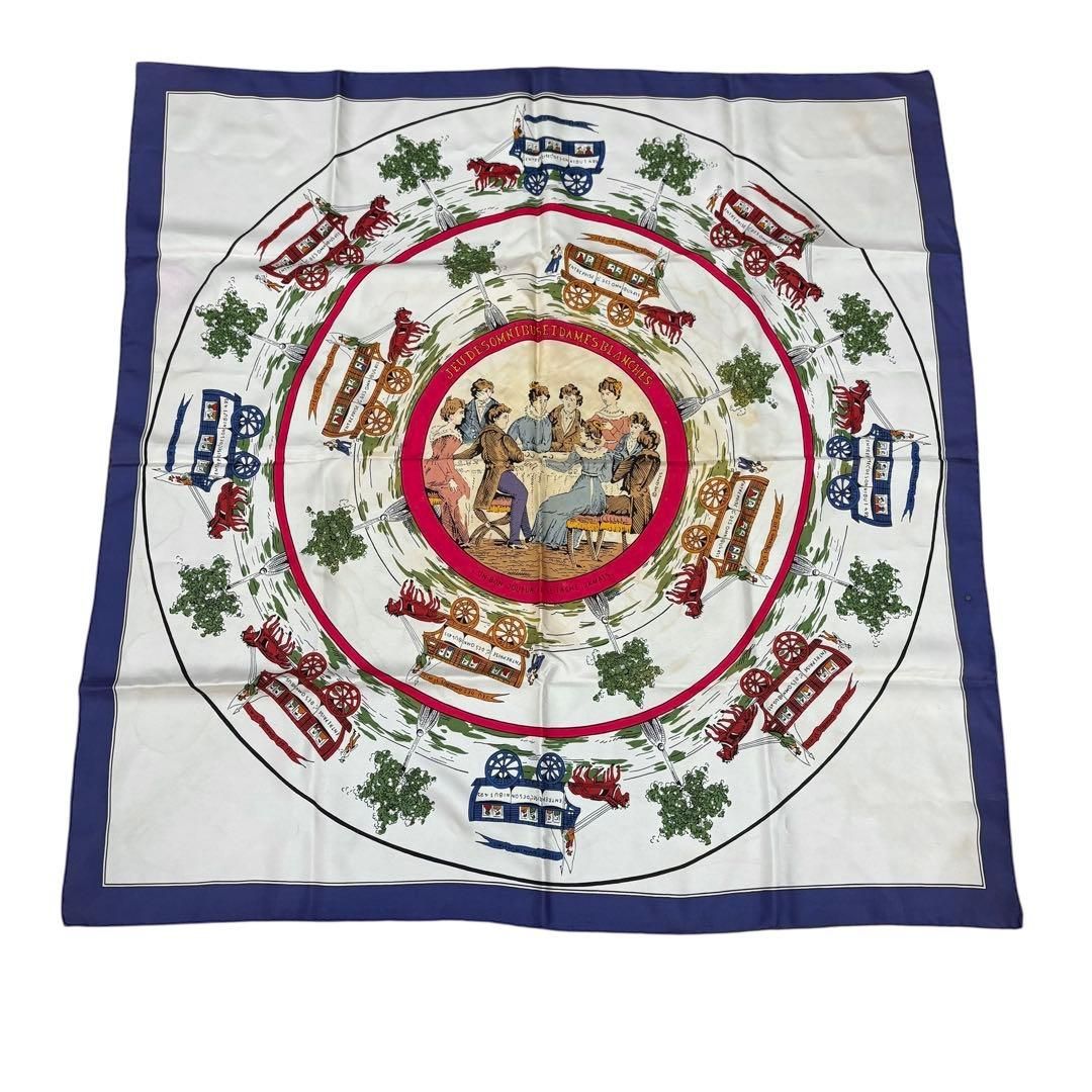 HERMES スカーフ カレ 90 シルク オムニバスと白い貴婦人の