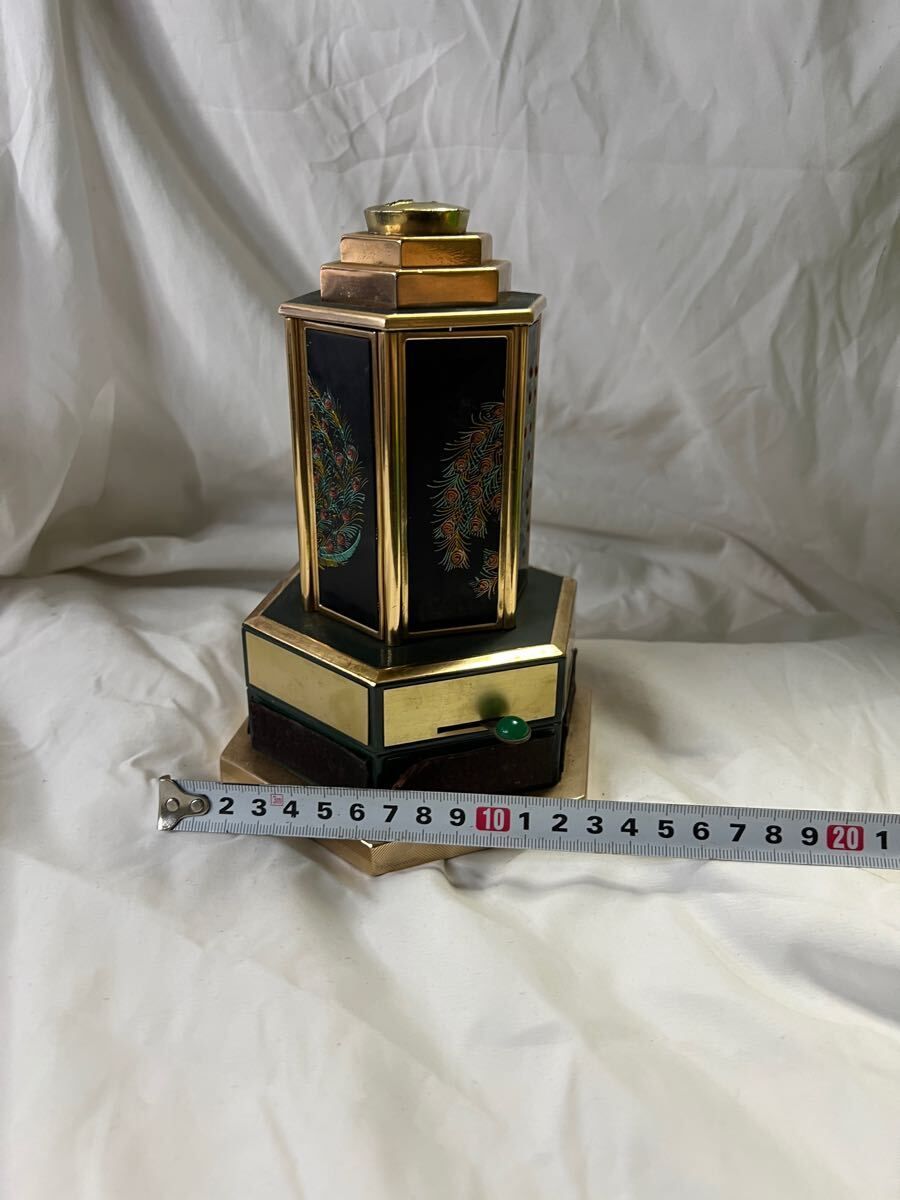 【昭和レトロ】 希少品 葉巻入れ 大回転 カラクリオルゴール 完動品 当時物 昭和レトロ希少品！からくり 回転扉 六面塔型 ゼンマイ式