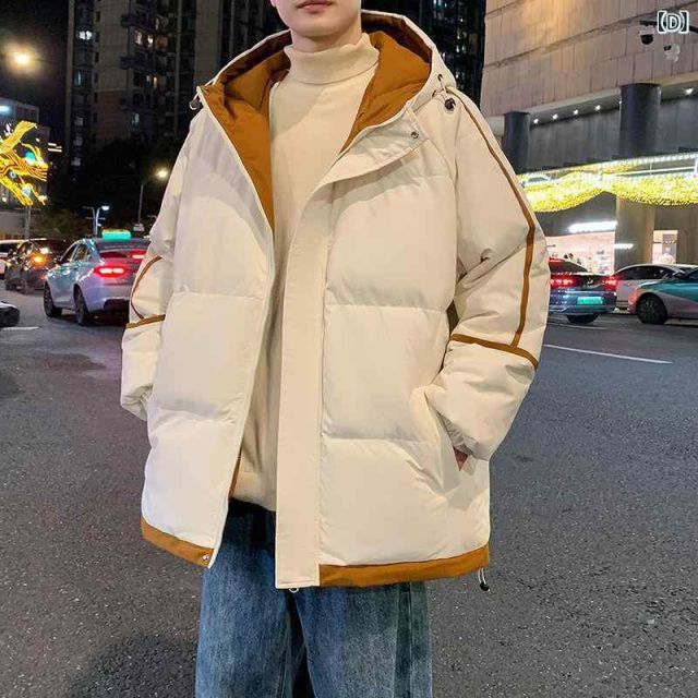 【特価】 2XL 秋冬 メンズ 服 シンプル ファッション オシャレ 大人 かっこいい 大きいサイズ ストリート 紳士服 冬 ブロック フード付き コットンコート 厚手 ゆったり 暖かい 綿 ジャケット アメリカン
