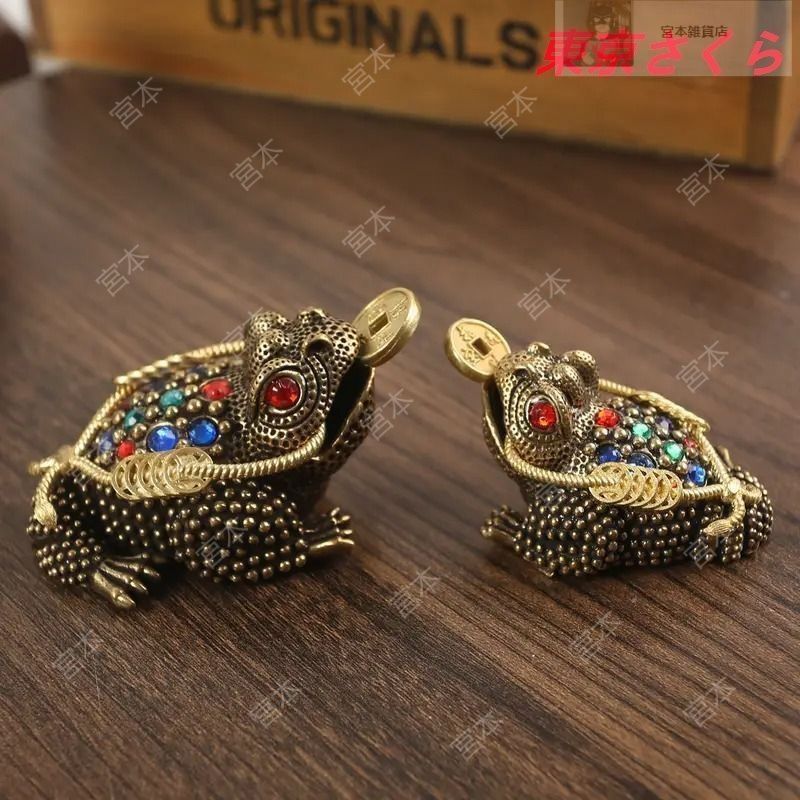 金属工芸◇◇置物 カエル ブロンズ像 14cm◇◇蛙 銅像 bronze frog